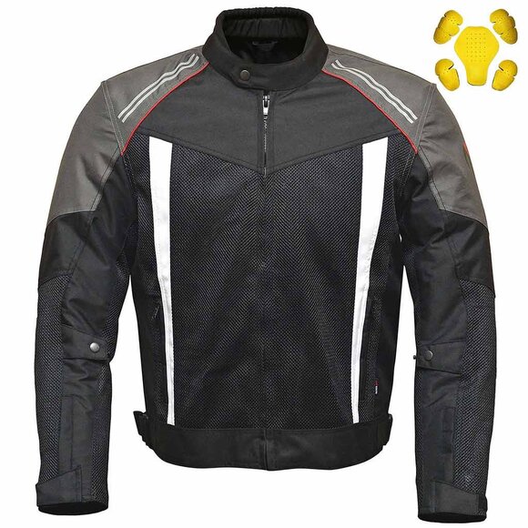 RIDERACT® Mens Black Motorcycle Jacket Weather-Adaptive Textile Riding Jacket - Picture 1 of 12